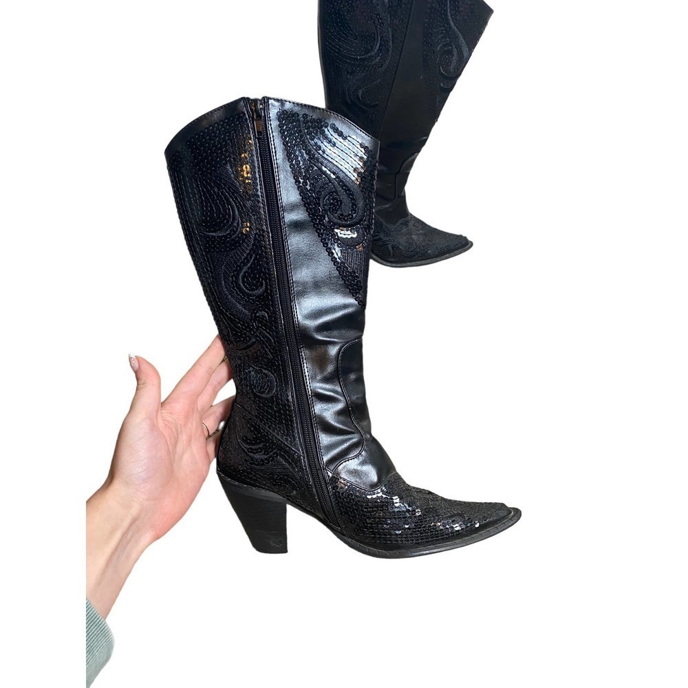 Helens Hearts Sequin Tall Cowboy Boots - Picture 3 of 6
